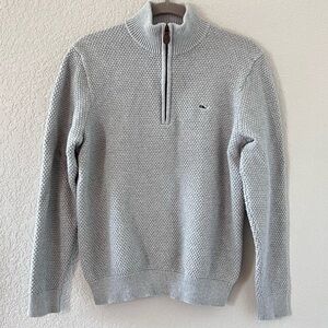 Vineyard Vines Men's Small Gray Half-Zip Knitted Sweater 100% cotton